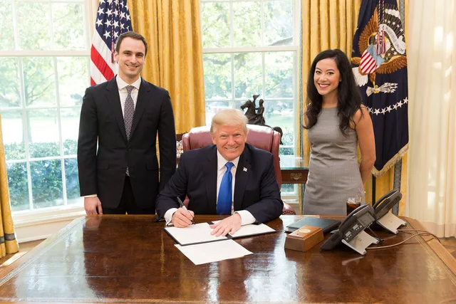 President Donald J. Trump is joined by Deputy Assistant to the President Michael Kratsios and Assistant Staff Secretary May Davis Mailman as he signs a Presidential Memo calling for a drone integration pilot program, at his desk in the Oval Office, Wednesday, Oct. 25, 2017, at the White House in Was. Control or influence in leadership: how to tell the honest instrument from the abuse