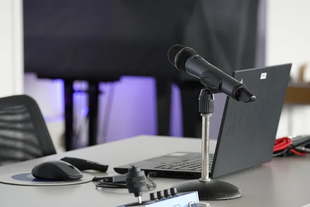 laptop, conference table, mouse, work, business, online, remote, microphone, podcast, podcast, podcast, podcast, podcast, podcast. How to Influence a Remote Team Without Authority in a Hybrid US Workplace