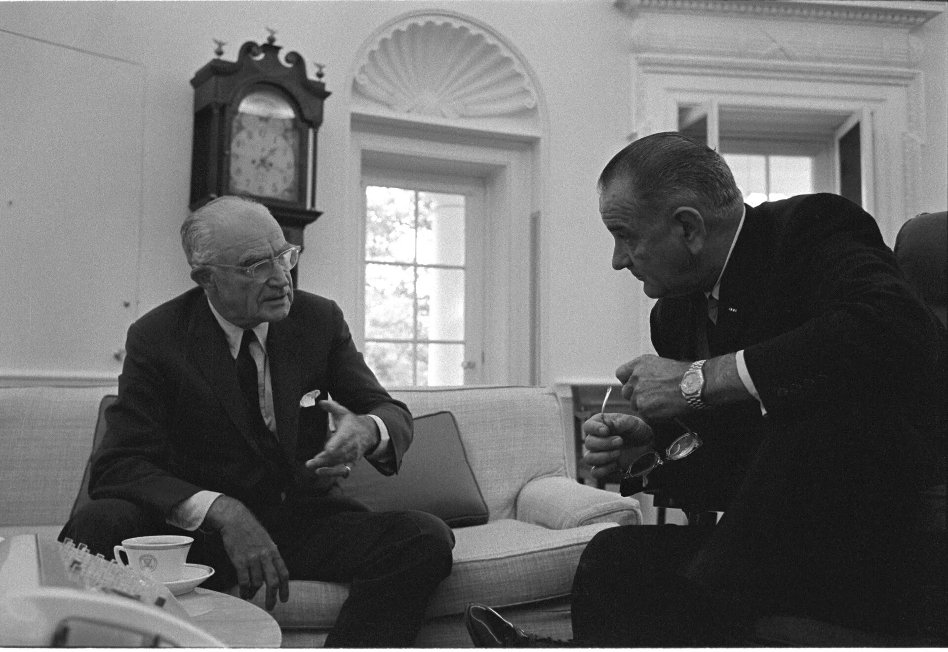 President Lyndon B. Johnson (r.) meets with Senator Wayne Morse in the Oval Office. Influence without authority mistakes when a request stalls